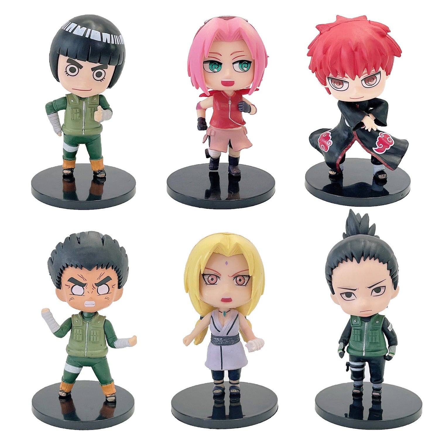 6 Naruto figurines, Naruto Sasuke Itachi, I Love Rokakashi Doll Cake Decorative Toys