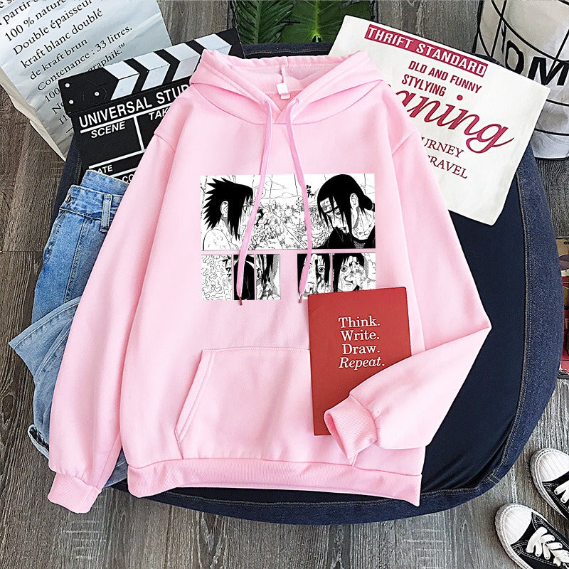 Naruto Uchibo Itachi Anime Student Plush Hooded Hoodie with Hat